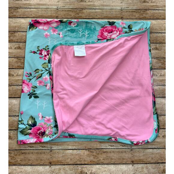 Posh Peanut Aqua Floral Patoo Blanket 40x40" - Picture 4 of 7